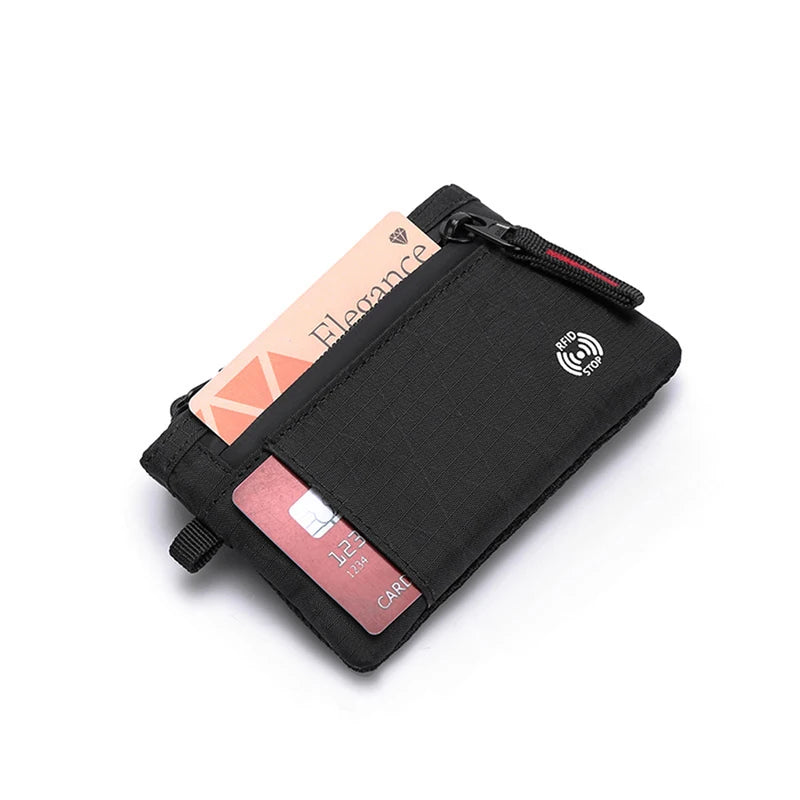 Luxury Men Wallet with Zipper Card Holder and Key Case - Slim Nylon Design