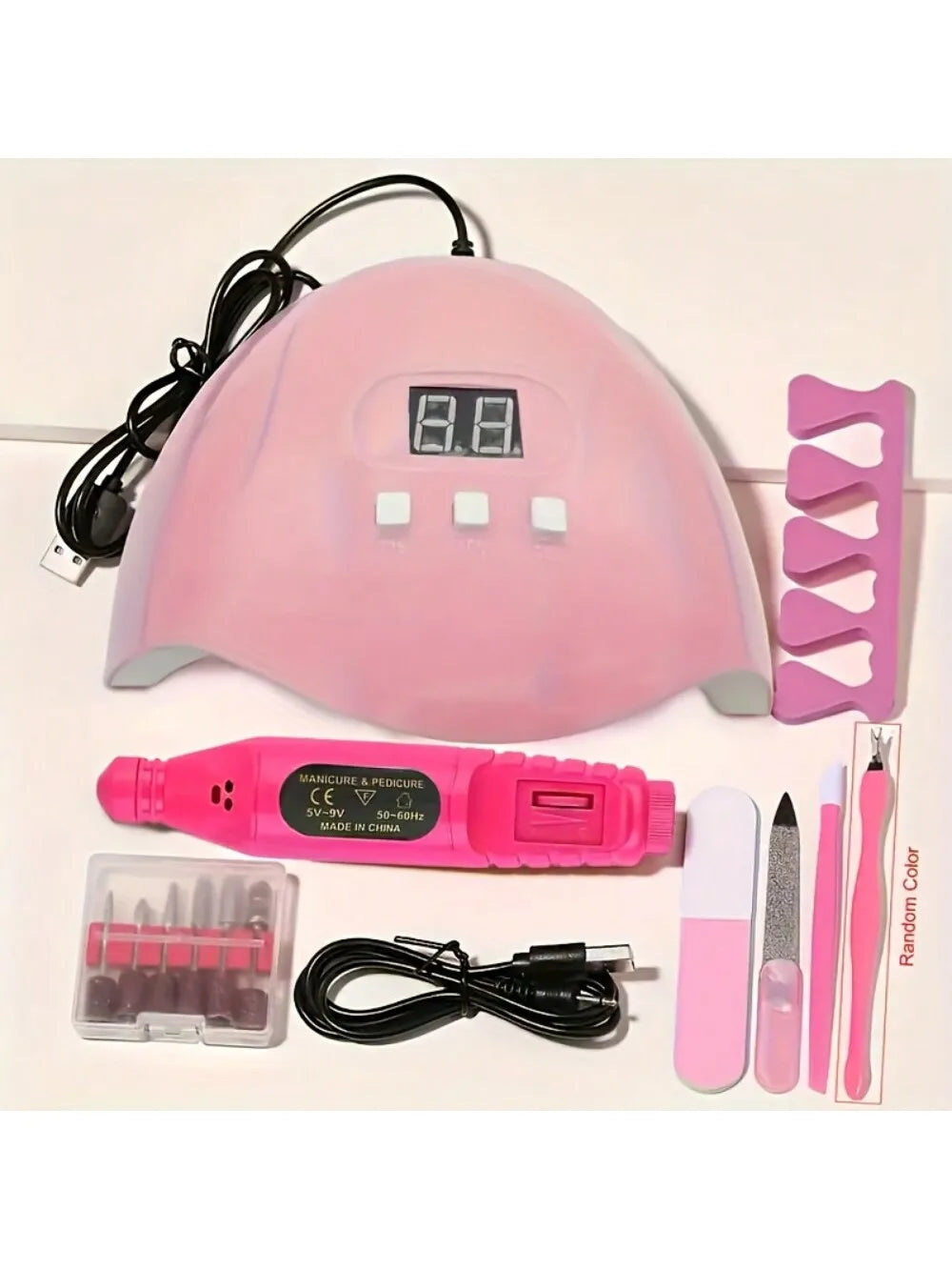 7-in-1 Nail Art Tool Set with Nail Lamp & Dead Skin Pusher - Professional Manicure Kit