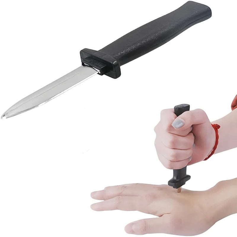 Retractable Fake Knife Prop for Halloween Pranks and Costume Parties