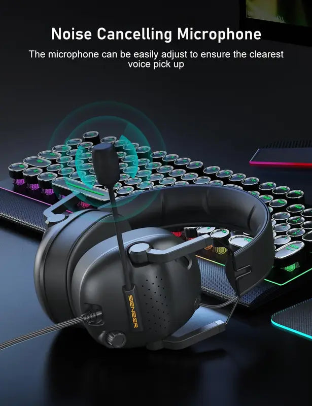 Gaming Headset with Surround Sound & Noise Cancelling Microphone - Lightweight Foldable
