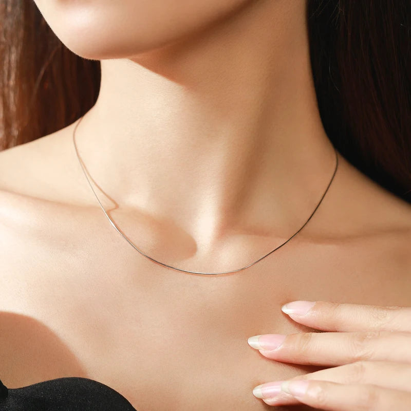 Sterling Silver Chain Necklace for Women Adjustable 40+5CM Jewelry Gift