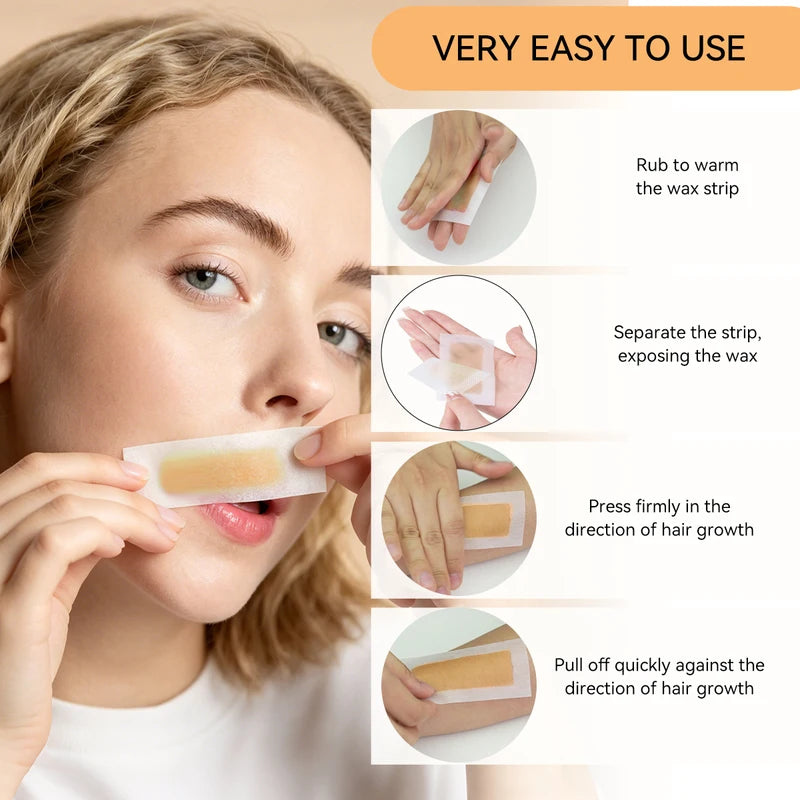 Honey Scented Double Sided Hair Removal Wax Strips Set for Face & Upper Lip