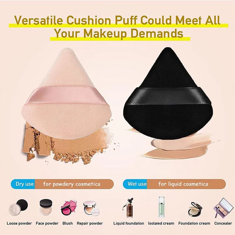 Triangle Velvet Makeup Sponges Set - Reusable Face Powder Blenders, Lightweight Cosmetic Tools