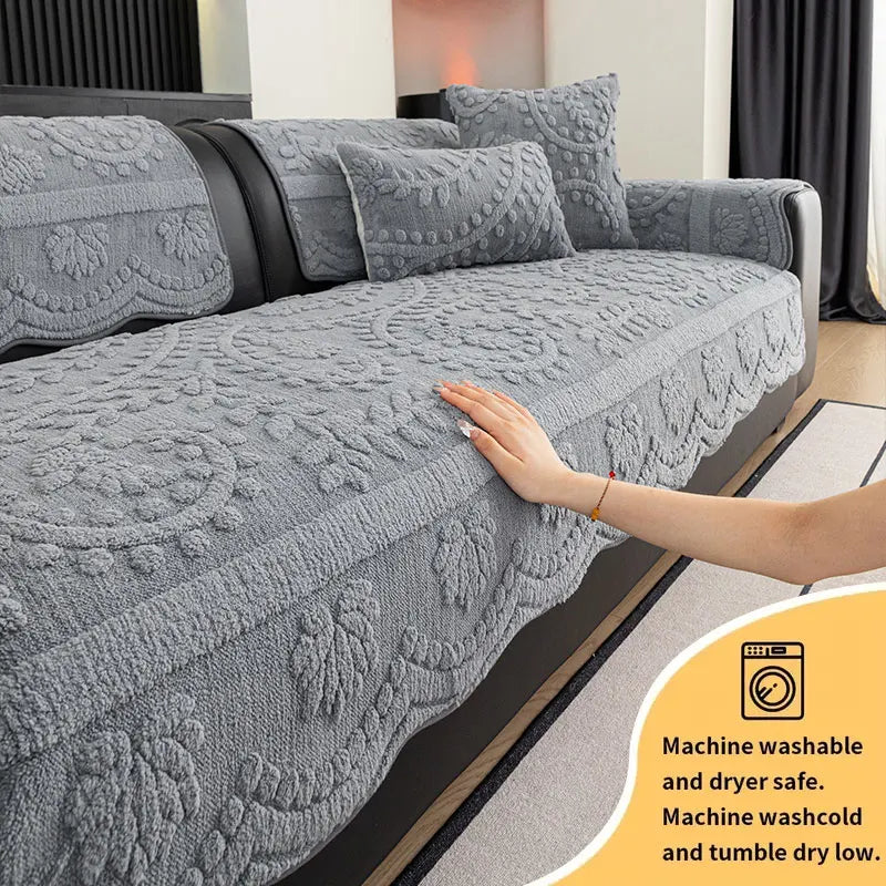 Modern Plush Sofa Cushion Cover Thick Warm Non-Slip Sofa Cover