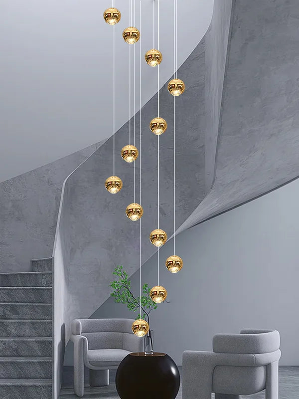 Minimalist Circular Staircase Ceiling Chandelier for Living Room & Loft Lighting
