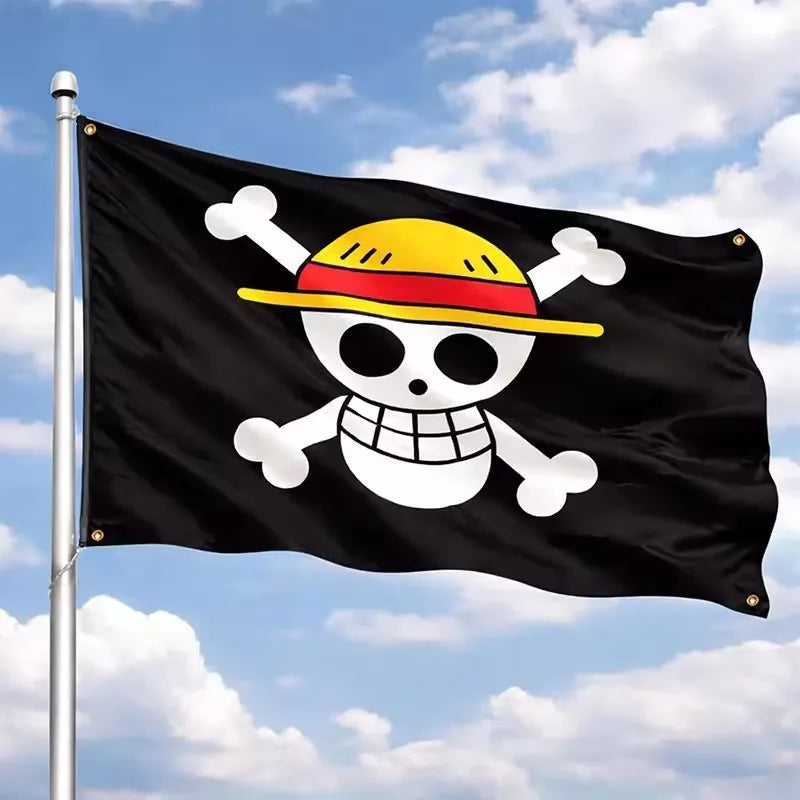 Anime One Piece Luffy Straw Hat Pirate Flag Wall Banner for Room Decor & Parties 60x90cm