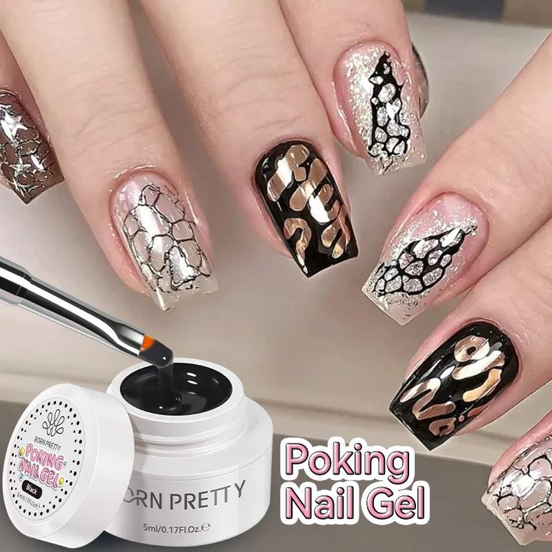 5ml Poke Nail Art Gel Glue for Textured UV LED Nail Design - Black & White