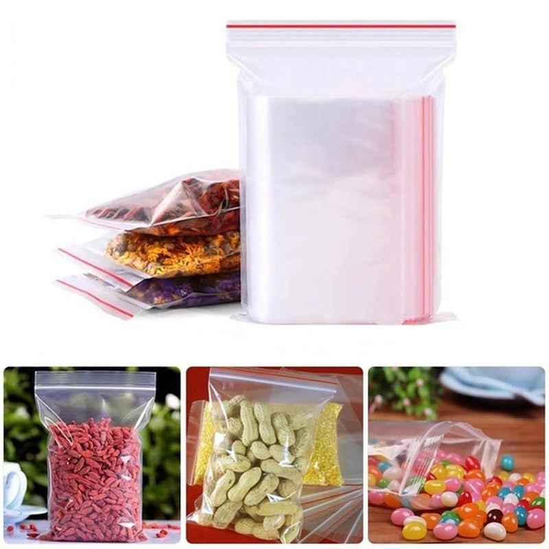 Small Reclosable Plastic Bags Bulk Assortment for Food Storage & Organization