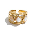 Adjustable Stainless Steel Ring with Amazonite Stone - Hypoallergenic Jewelry