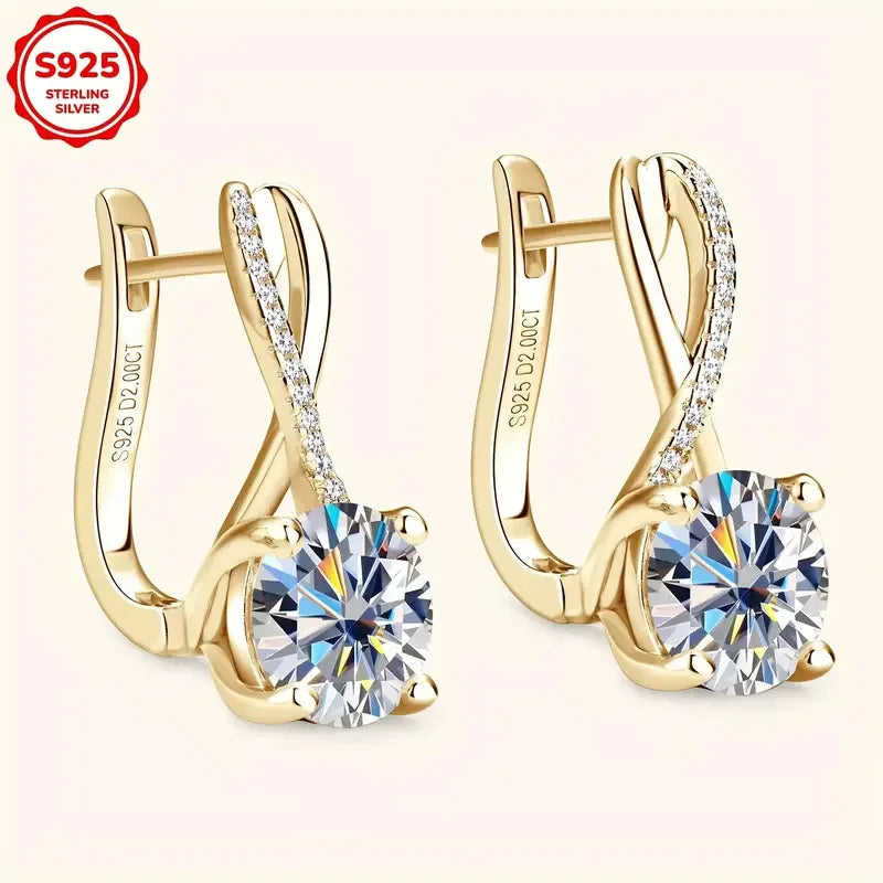 Fashionable Moissanite Women's Earrings High-End Jewelry Gift