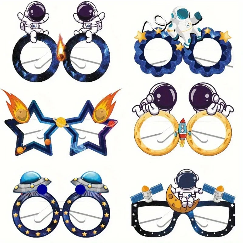 Space Themed Birthday Party Decorations - Photo Booth Props Set, 6 or 12 Pieces