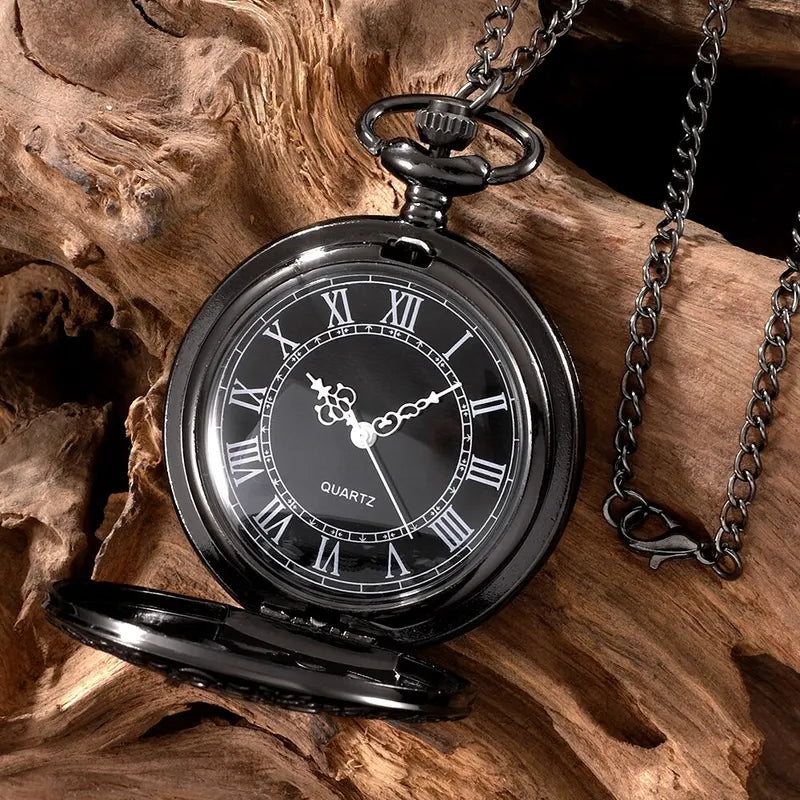 Unisex Steampunk Copper Pocket Watch Necklace with Chain - Vintage Quartz Pendant