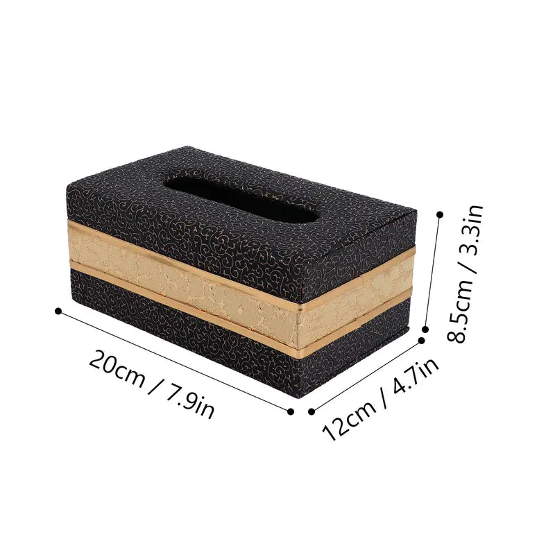 Vintage Chinese Style Cloud Gold Pattern Tissue Box - Wooden Napkin Holder for Home & Office