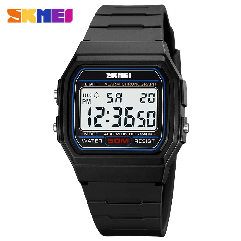Digital Sports Watch LED Display Waterproof Unisex Military Style Timer