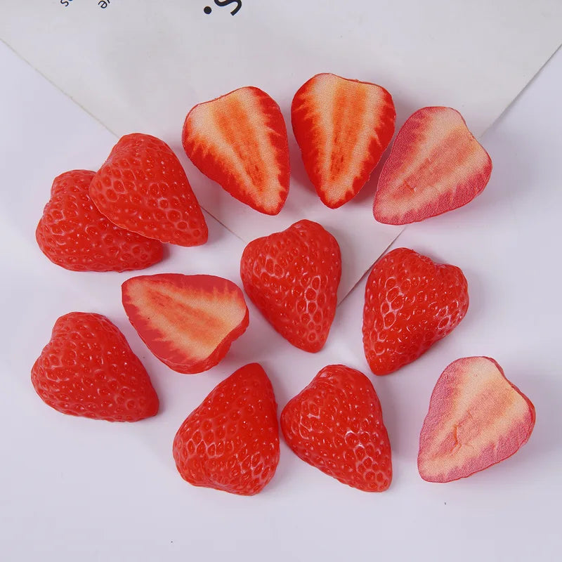 Artificial Strawberry Decor 10PCS Faux Fruit Model for Photography & Home Display