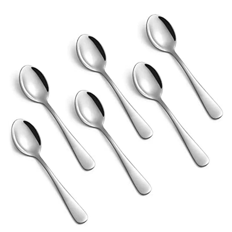 Stainless Steel Espresso & Dessert Spoons Set - 4.7 Inch Mini Coffee Spoons, 6 Pieces