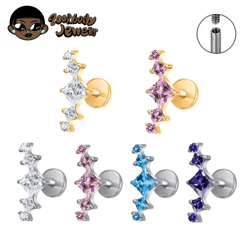 Titanium Body Piercing Jewelry Helix Tragus Conch Lip Labret Nose Earring Set