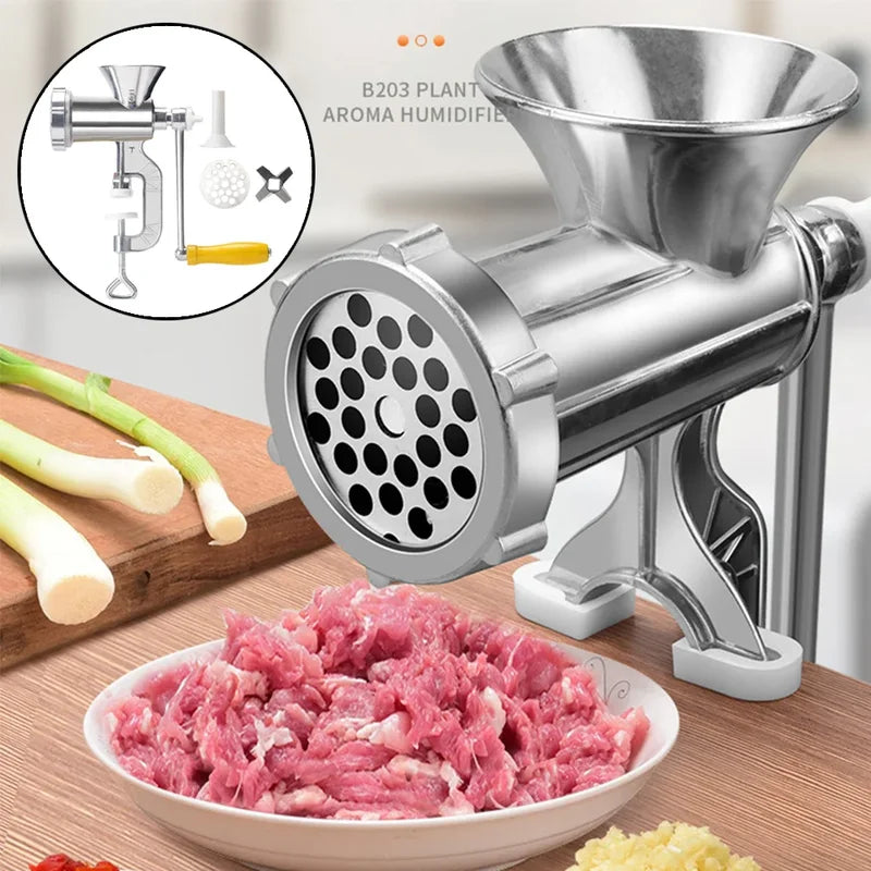 Manual Meat Grinder Stainless Steel Hand Crank Food Processor for Meat & Vegetables
