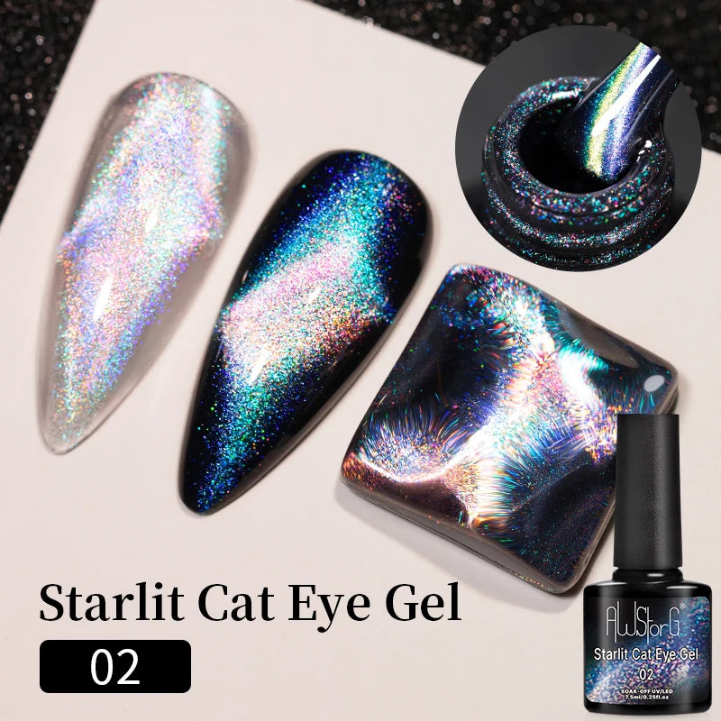 Magnetic Cat Eye Gel Nail Polish Set - Semi-Permanent UV Polish with Chameleon Effect