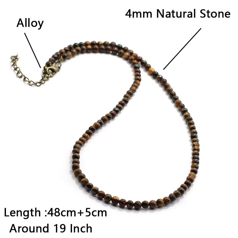 Men's Lava Bead Necklace with Healing 7 Colors Adjustable Short Collar