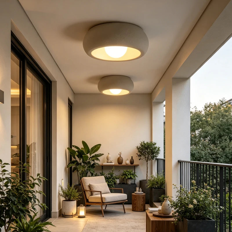 Modern Nordic Circular Ceiling Light for Balcony & Hallway - 30cm Diameter