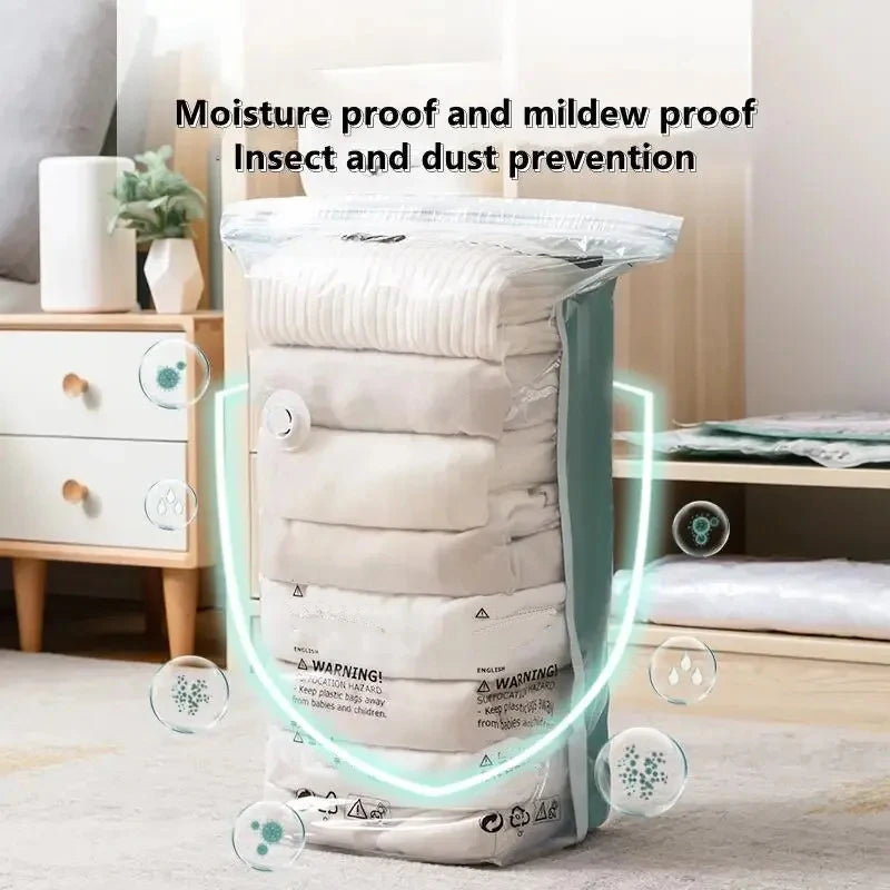 Large No Pump Vacuum Storage Bags for Clothes & Blankets - Space Saving Compression Bags