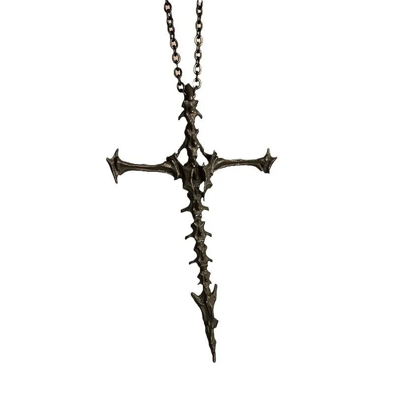 Diablo Skull Skeleton Cross Pendant Necklace Vintage Men's Jewelry
