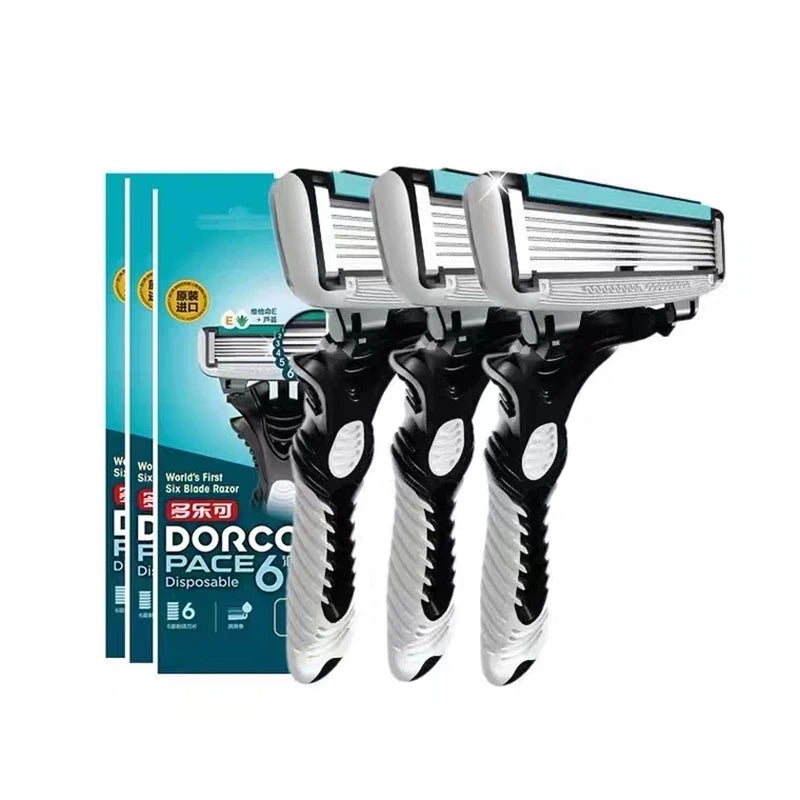 8pcs Stainless Steel Safety Razor Blades for Men Shaving - Original Pace 6 Layer Refills