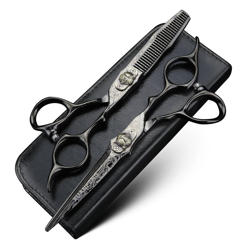 6-Inch Damascus Barber Scissors for Hair Cutting & Thinning - Professional Styling Tools