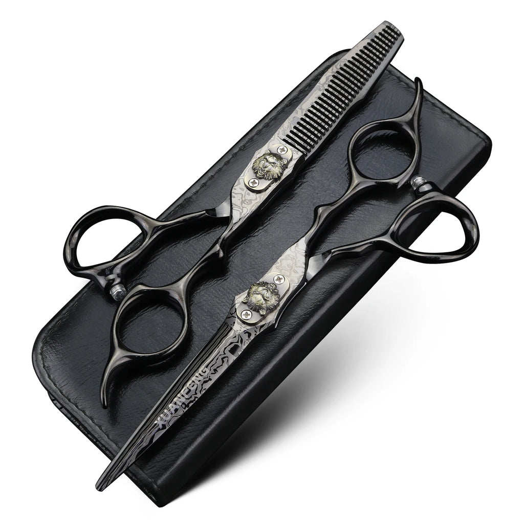 6-Inch Damascus Barber Scissors for Hair Cutting & Thinning - Professional Styling Tools
