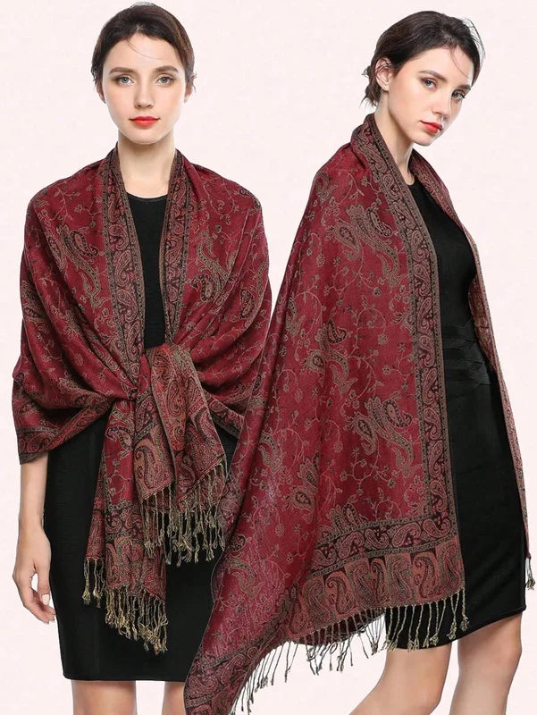 Wholesale Pashmina Scarf Wrap Paisley Jacquard Shawl Vintage Cotton Wrap