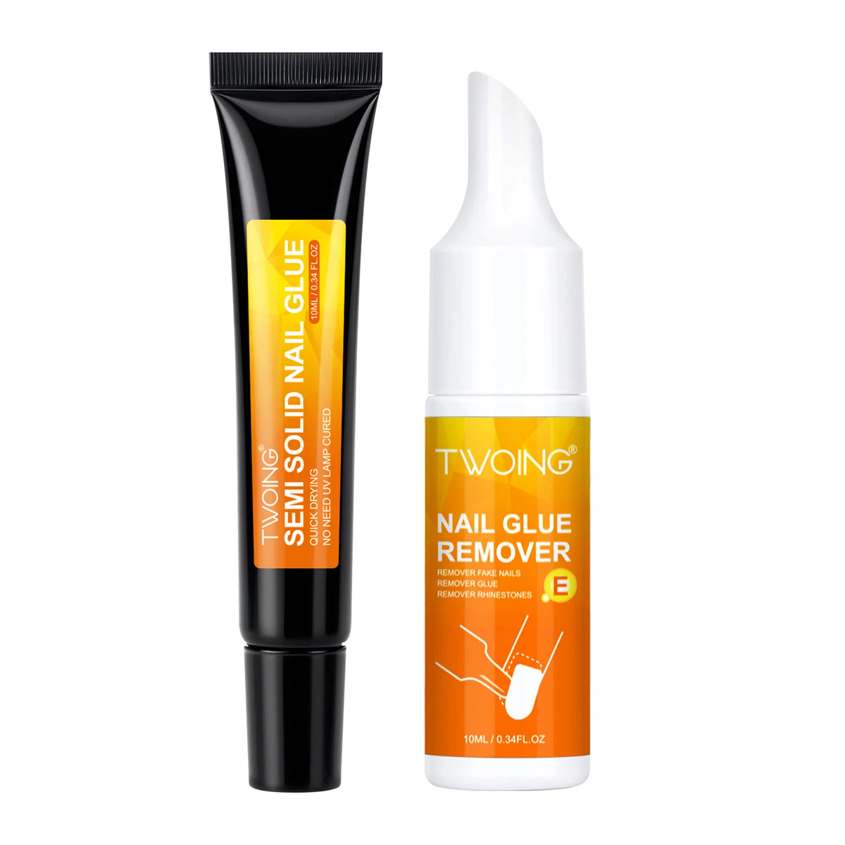 Twoing Nail Glue & Remover Set - Fast-Drying Strong Adhesive for Press-On Nails and Rhinestones