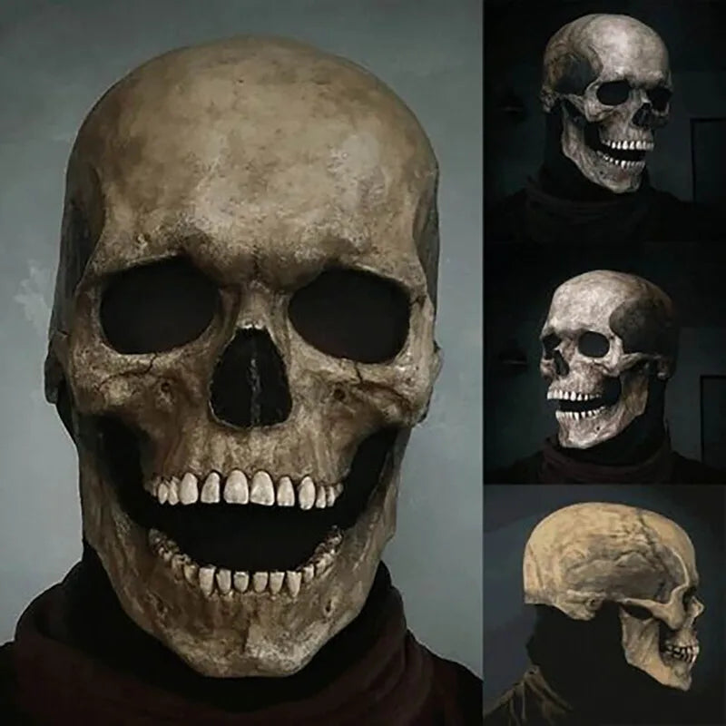 Halloween Latex Skull Mask Full Head Costume Mask with Movable Jaw