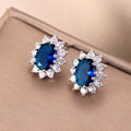925 Sterling Silver Earrings with Blue Crystal Zircon for Women Wedding Engagement Jewelry