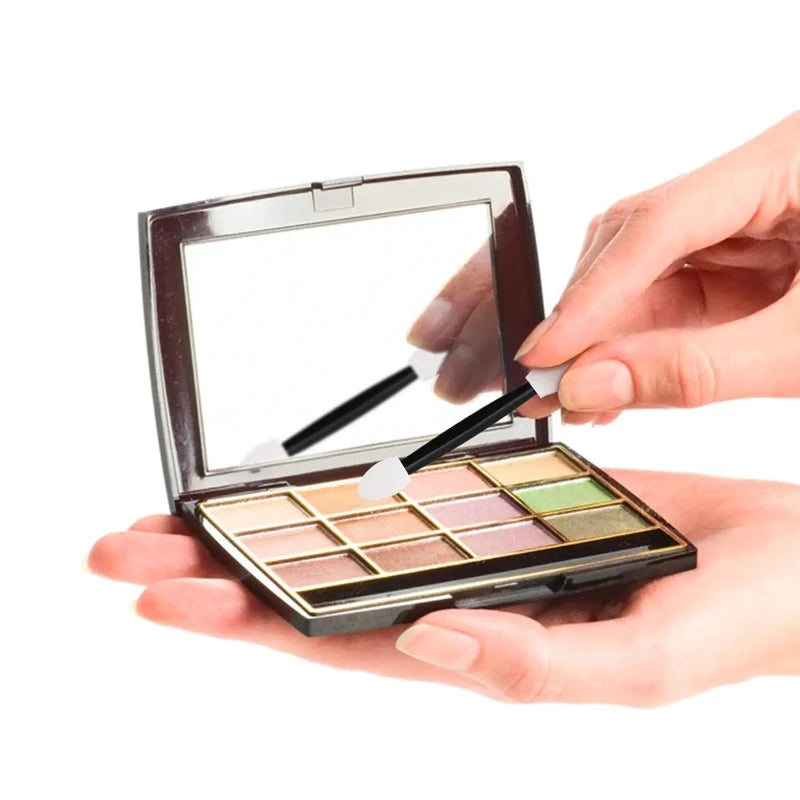 Disposable Dual-Side Eye Shadow Sponge Applicators with Container - Makeup Brushes Set