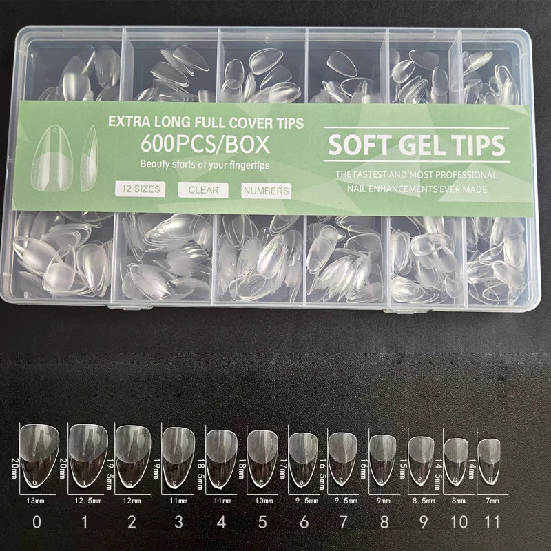 600Pcs Short Square Coffin Fake Nail Tips - Artificial Press-On Manicure Extensions
