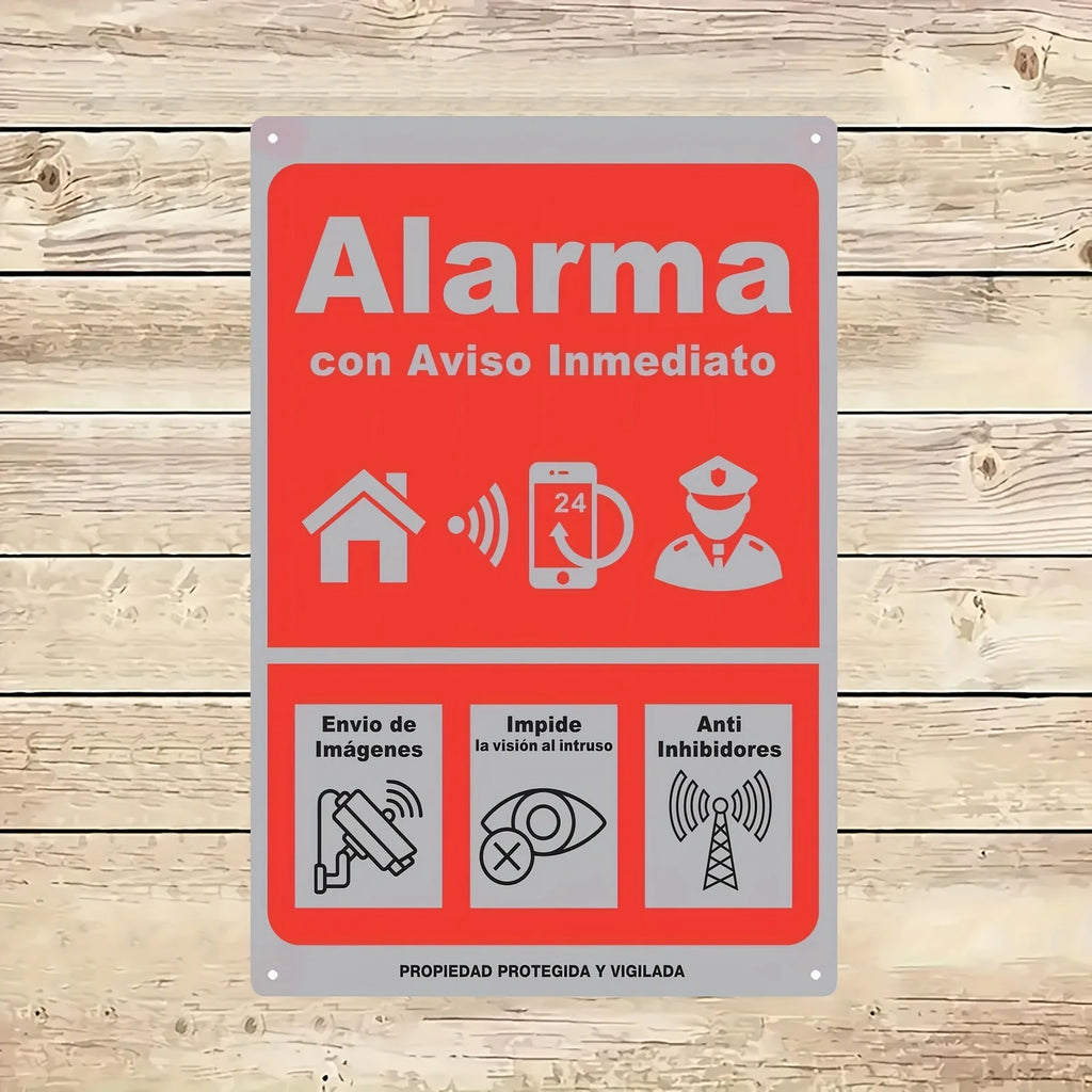 Anti-Invasion Wall Sign - Metal Decor 24/7 Security Alarm Visual Protection
