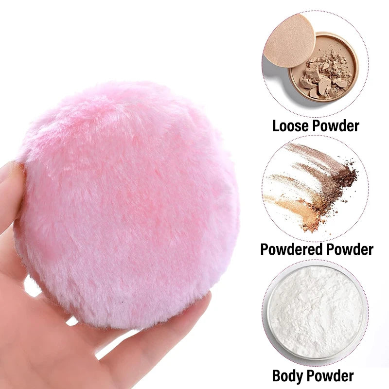 Large Fluffy Powder Puff Makeup Sponge Velour Reusable Face & Body Applicator