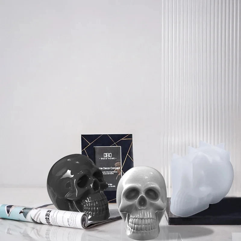 3D Skull Silicone Candle Mold for Halloween DIY Crafts - Ghost Head Pattern