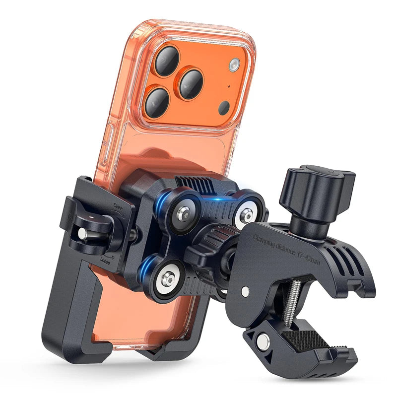 Universal Motorcycle Phone Mount with Shock Absorption & Camera-Friendly Design