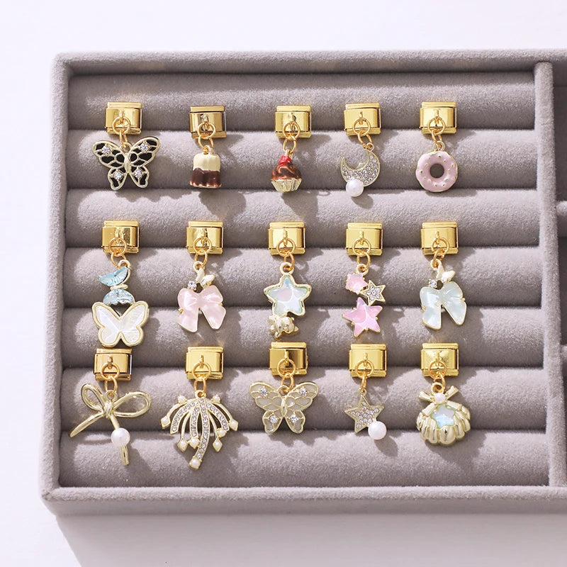 Y2K Style Butterfly Moon Bow Shell Star Pearl Pendant for DIY Jewelry Making