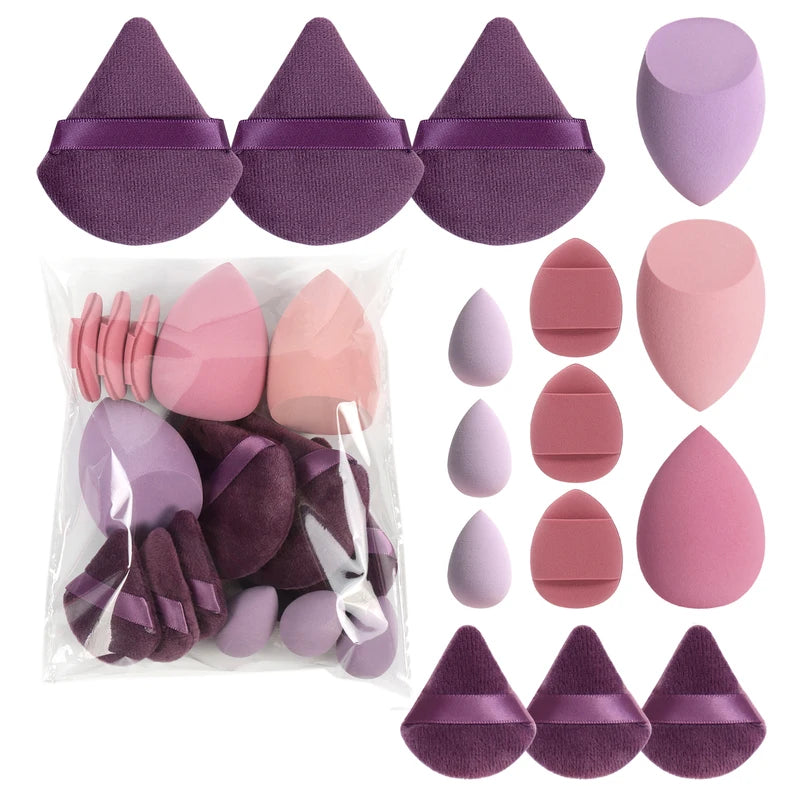 Makeup Powder Puffs Set with Mini Air Cushion & Egg Sponges - Multicolor