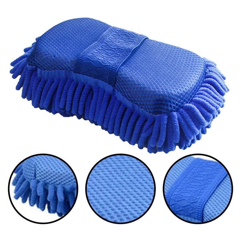 Microfiber Car Wash Sponge with Soft Chenille Pad - Multi-Color Auto Cleaning Tool