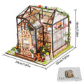 Miniature Garden House Kit with Furniture, LED Light and Wooden Greenhouse Model