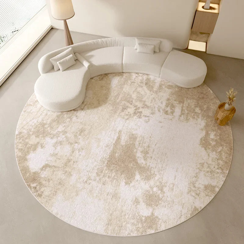 Large Plush Round Log Rug - Wabi-Sabi Style Fluffy Carpet for Living Room & Bedroom