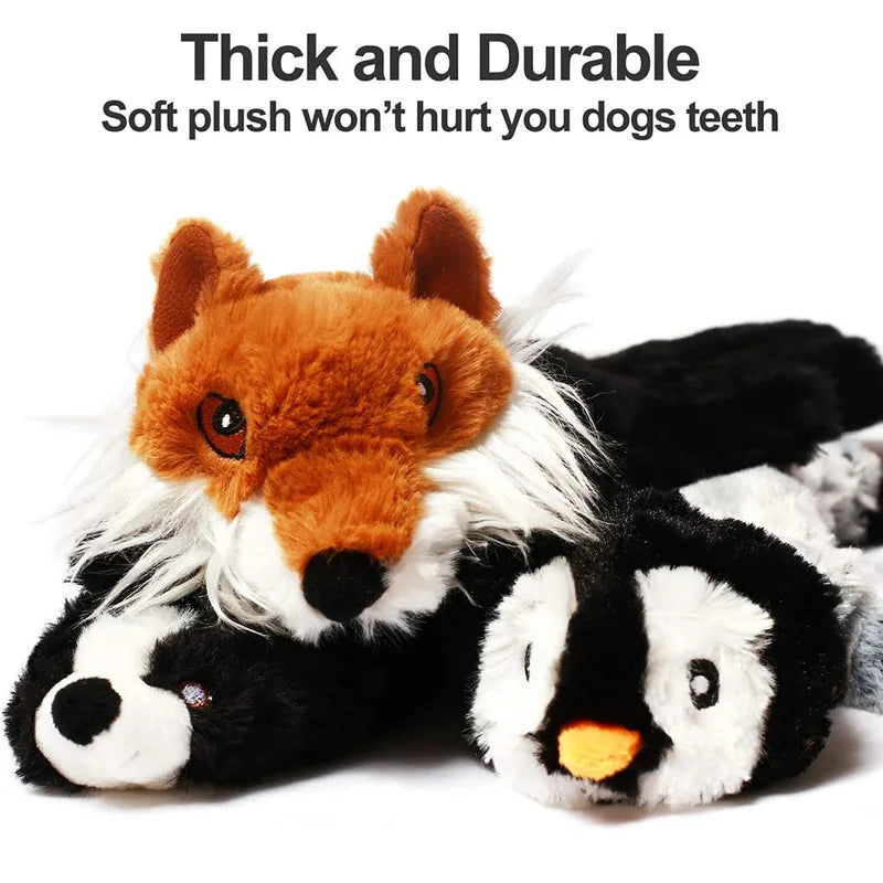 Durable Plush Dog Toy with Squeakers and Crinkle Sound - No Stuffing, Chewable Pet Toy