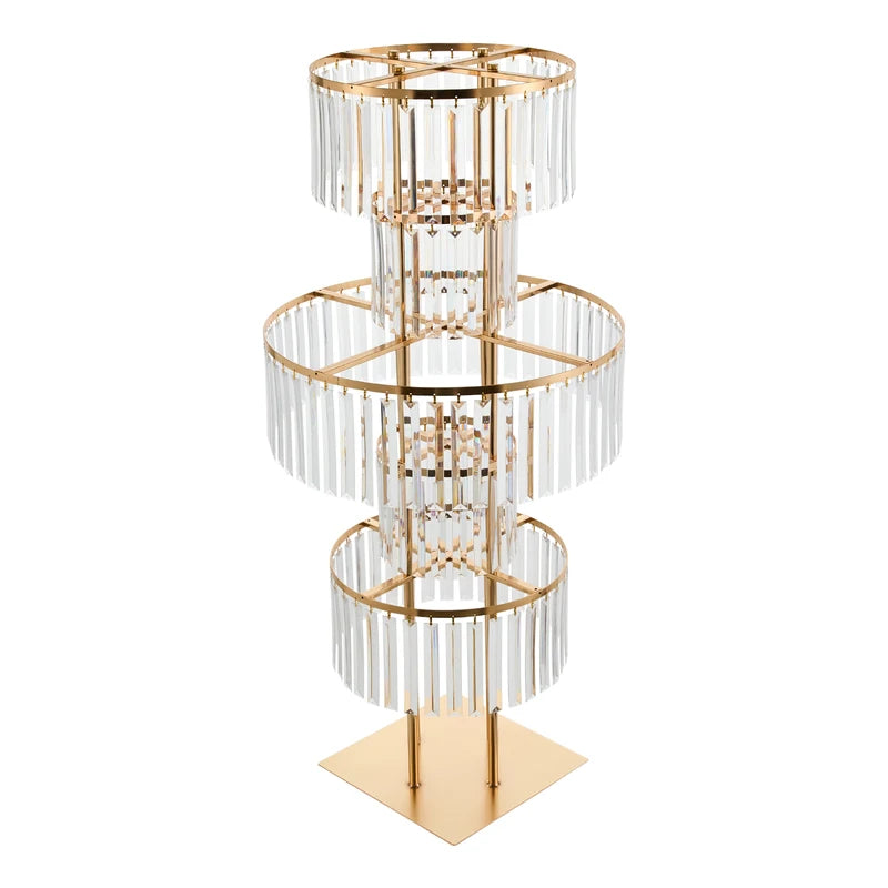 5-Tier Gold Acrylic Wedding Flower Stand Floor Centerpiece 110cm Crystal Style