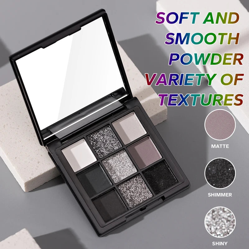 9 Color Waterproof Eyeshadow Palette - Matte & Shiny Smoky Eye Makeup