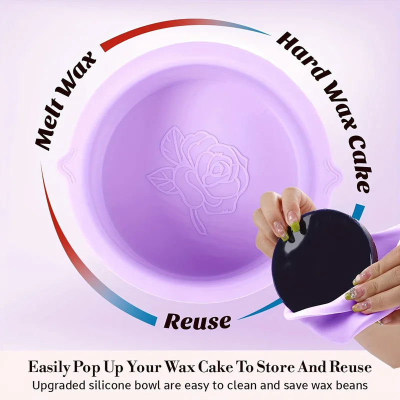 Reusable Wax Warmer Silicone Bowls for Hair Removal - Heat-Resistant Pot with Color Options
