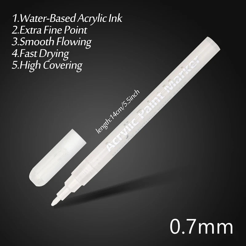 Premium Acrylic Paint Pen Set - 0.7mm Fine Tip for Art & Crafting
